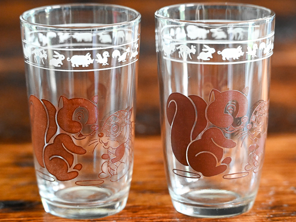 brown deer and squirrel print Swanky Swig glasses