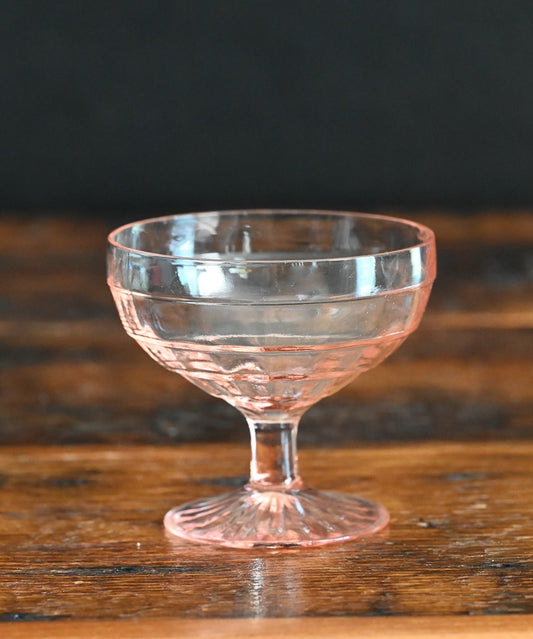pink lines depression glass sherbet cups