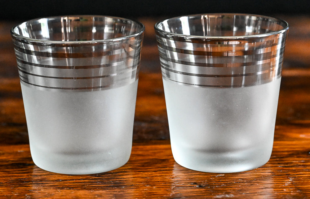 Frost Nip Frosted and Silver rimmed rocks glasses