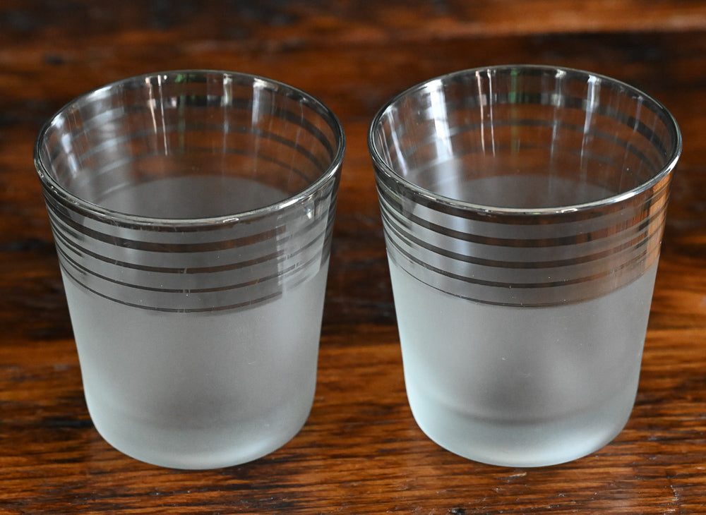 Frost Nip Frosted and Silver rimmed rocks glasses