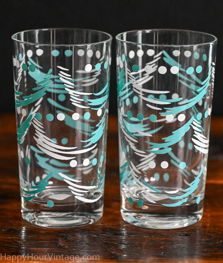 aqua and white pattern tumbler glasses MCM