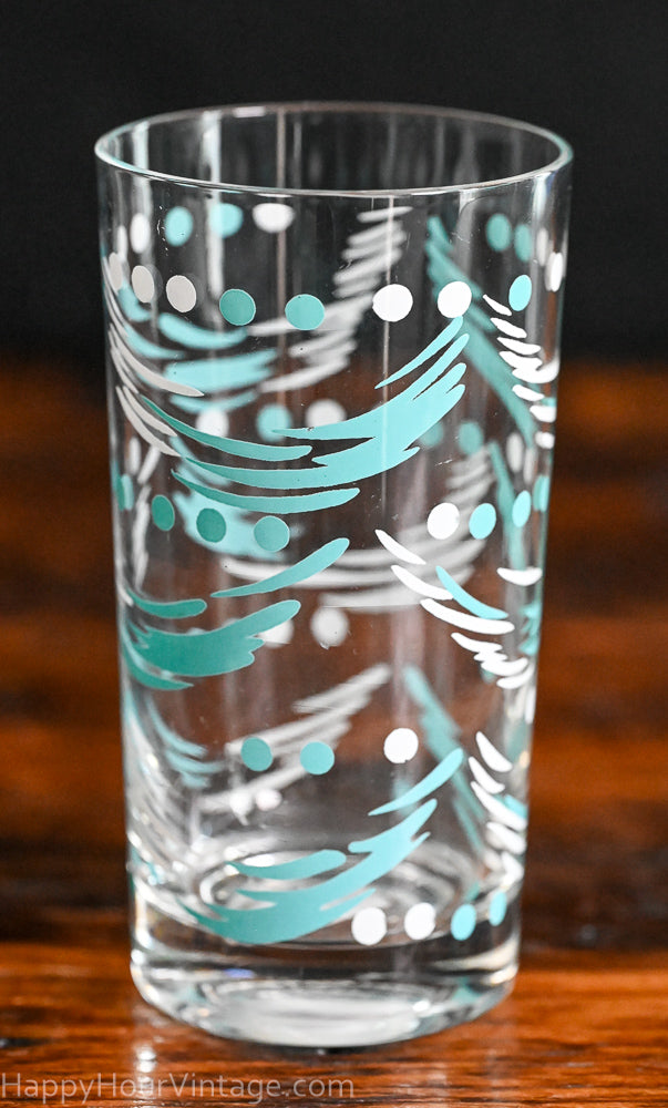 aqua and white pattern tumbler glasses MCM