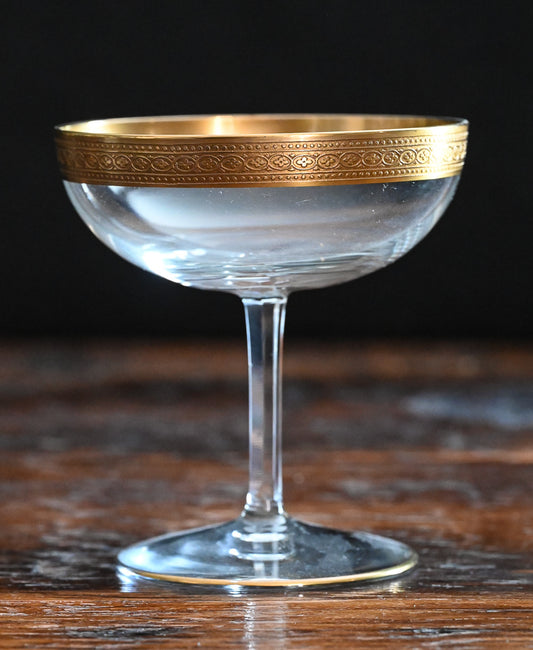 gold rimmed cocktail coupes