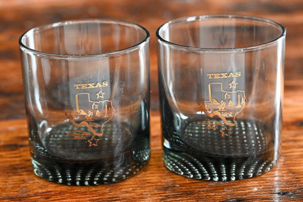 smoke grey rocks glass with gold texas