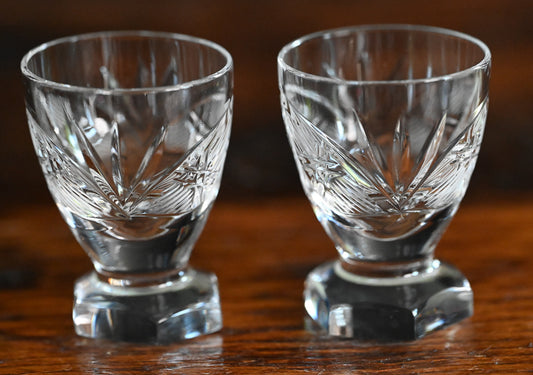 etched crystal cordial glasses