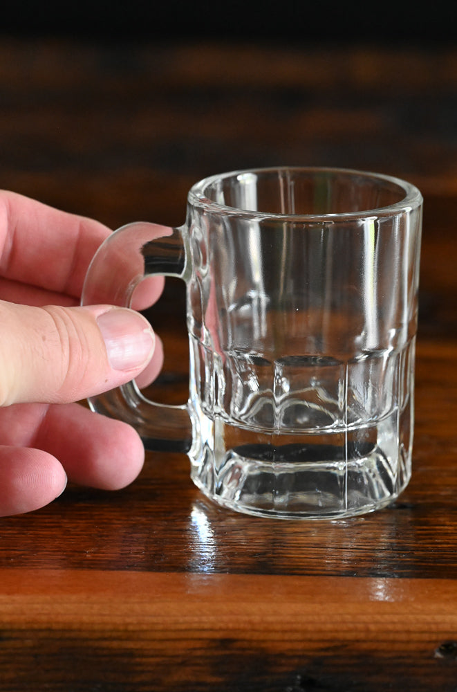 small clear beer mug