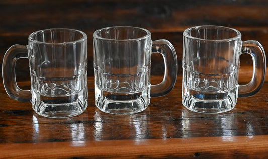 small clear beer mugs