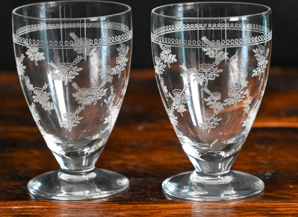 Bryce roses etched footed goblets