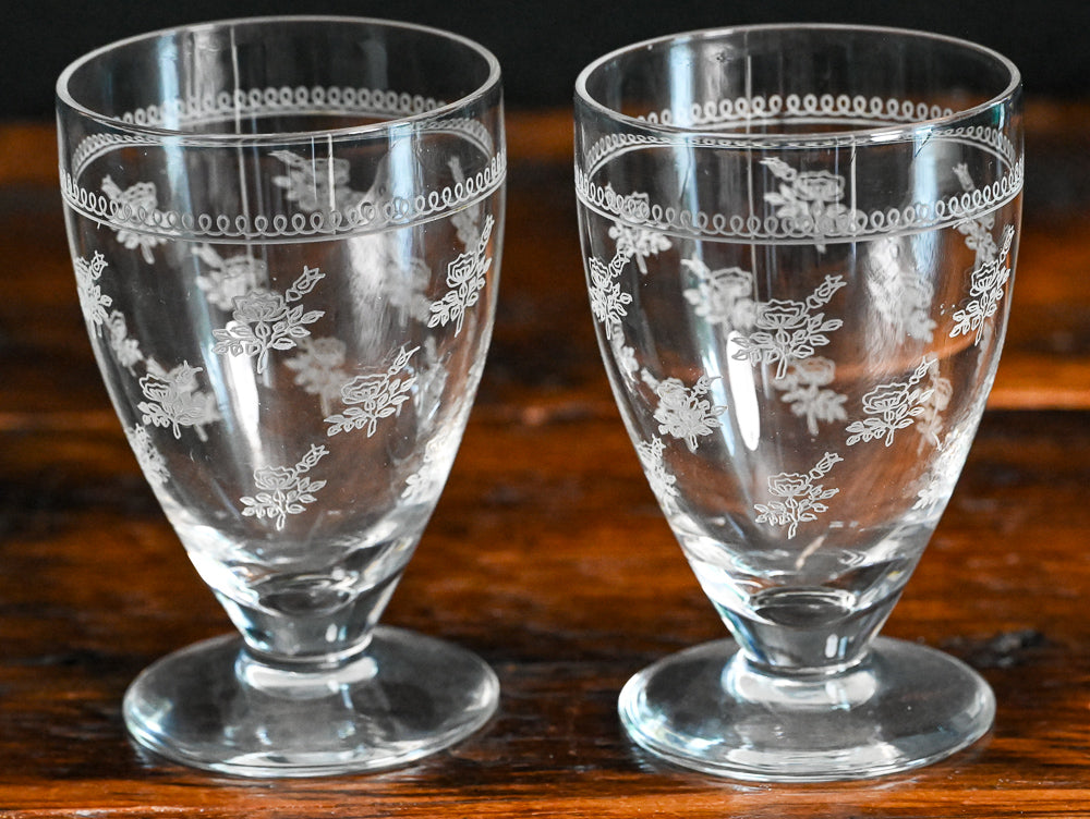 Bryce roses etched footed goblets