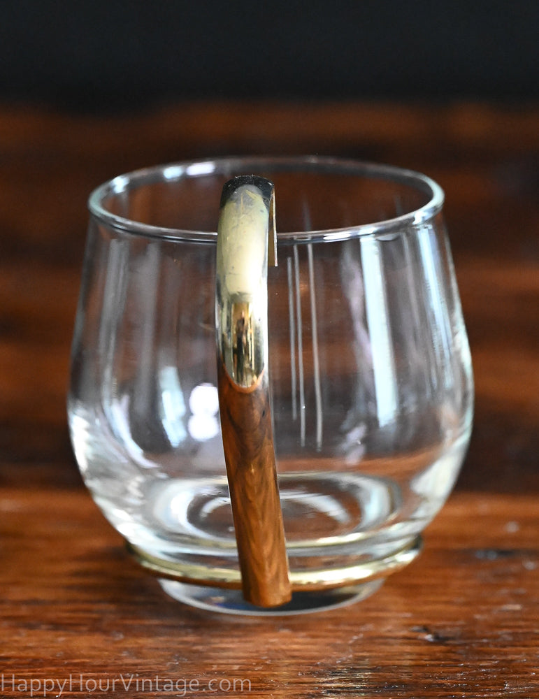 round punch cups with gold handle and base