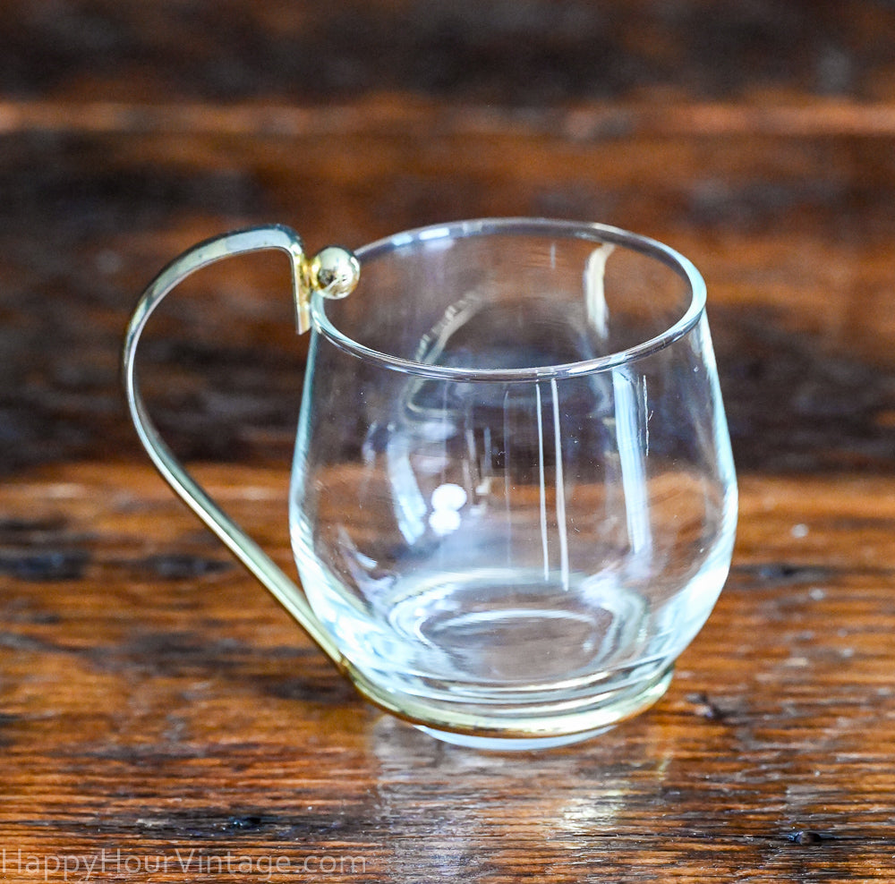 round punch cups with gold handle and base