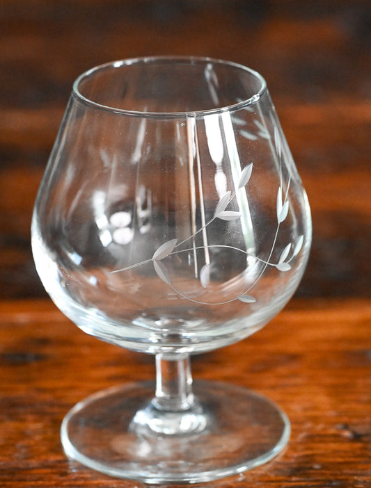 Princess House etched Heritage Brandy Snifter