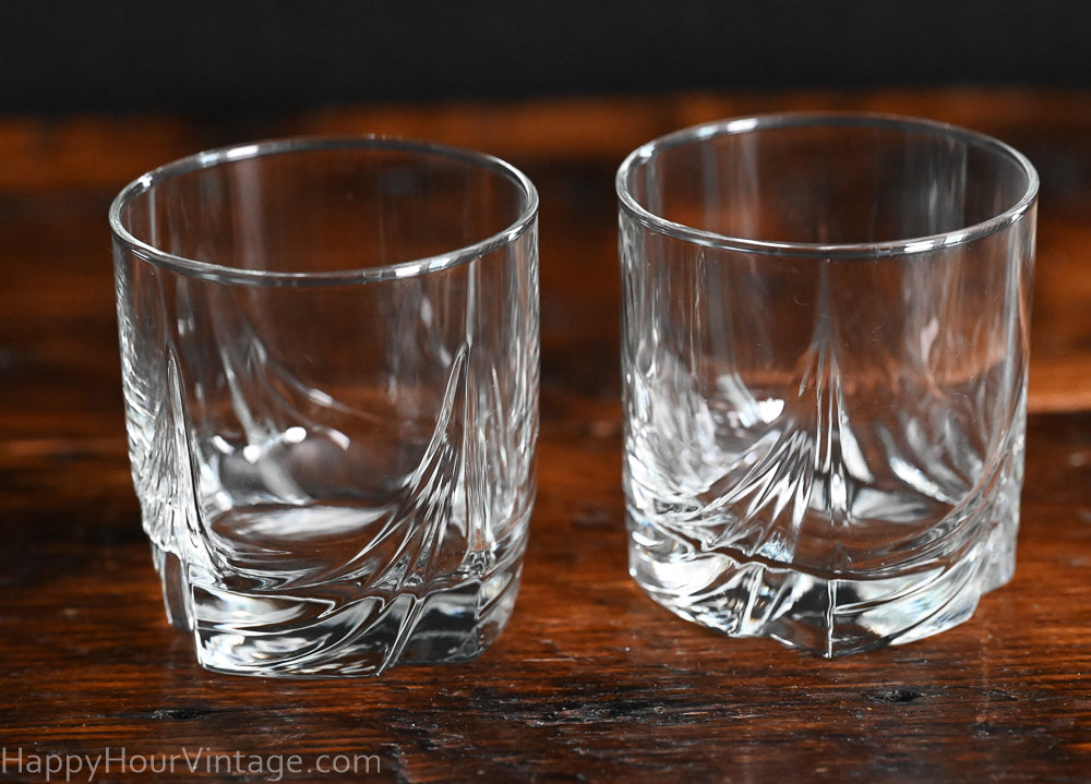 swirl bottom clear rocks glasses