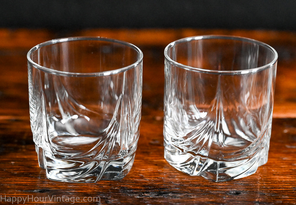 swirl bottom clear rocks glasses