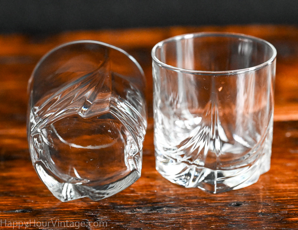 swirl bottom clear rocks glasses