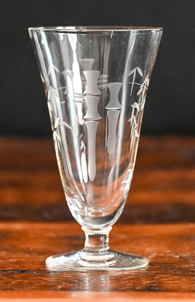 bamboo etched crystal stemmed Noritake Sasaki tumblers