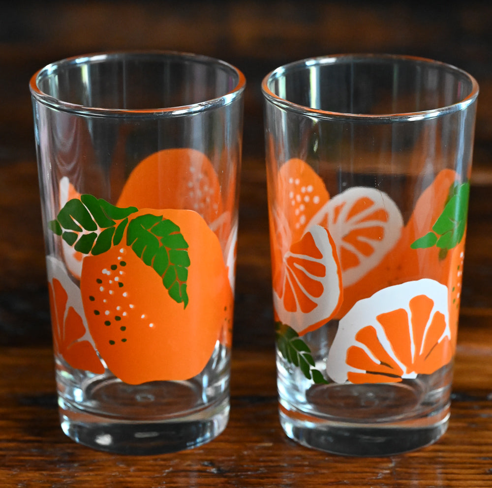 Anchor Hocking OJ glasses with ctirus pattern