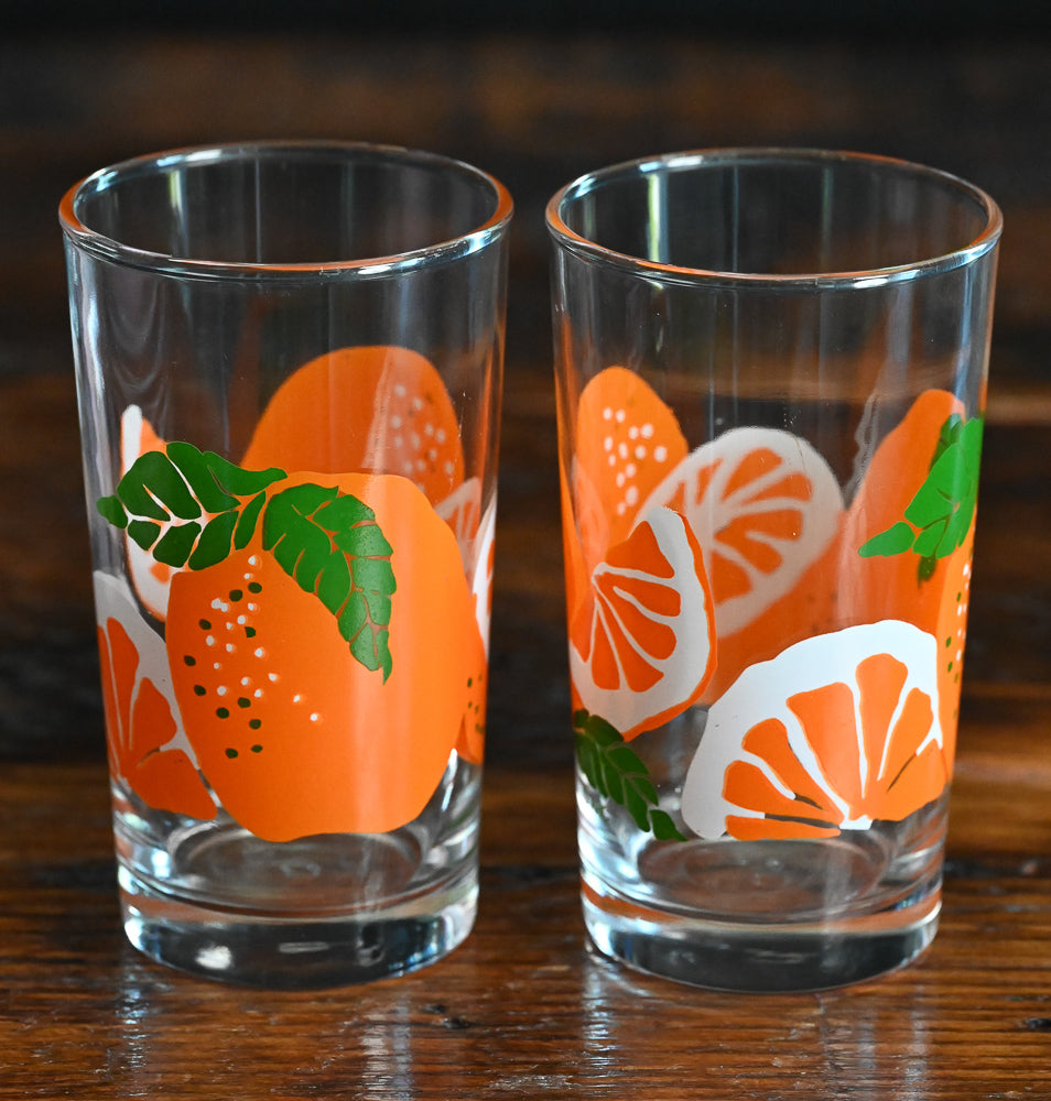 Anchor Hocking OJ glasses with ctirus pattern