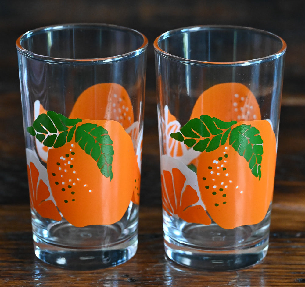 Anchor Hocking OJ glasses with ctirus pattern