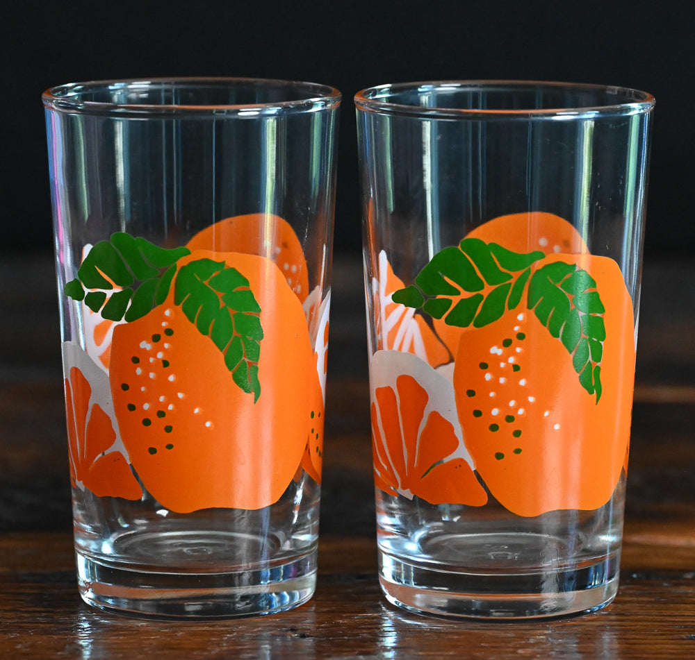 Anchor Hocking OJ glasses with ctirus pattern