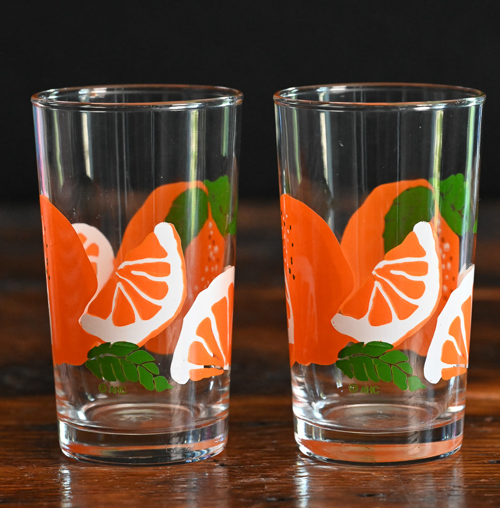 Anchor Hocking OJ glasses with ctirus pattern