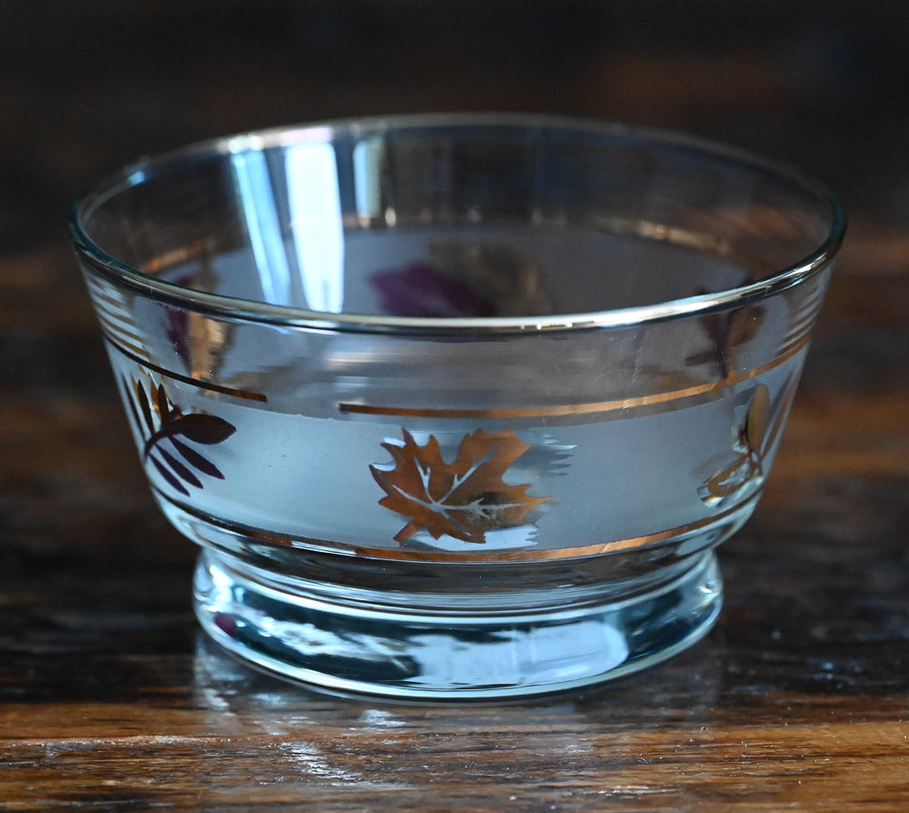 gold foliage Libbey footed dessert bowls