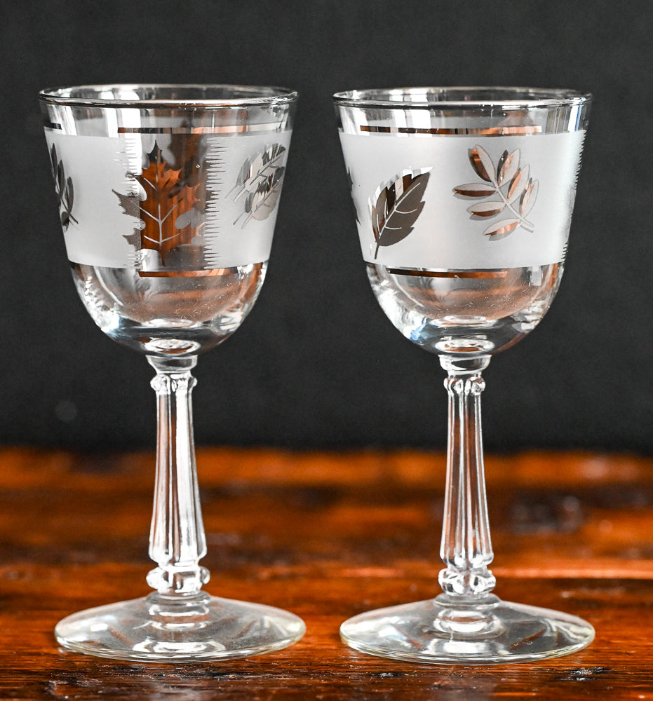 Libbey silver leaf frosted coupe glasses