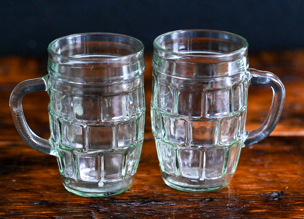 Light Green Beer Barrel Handled Vintage Mugs