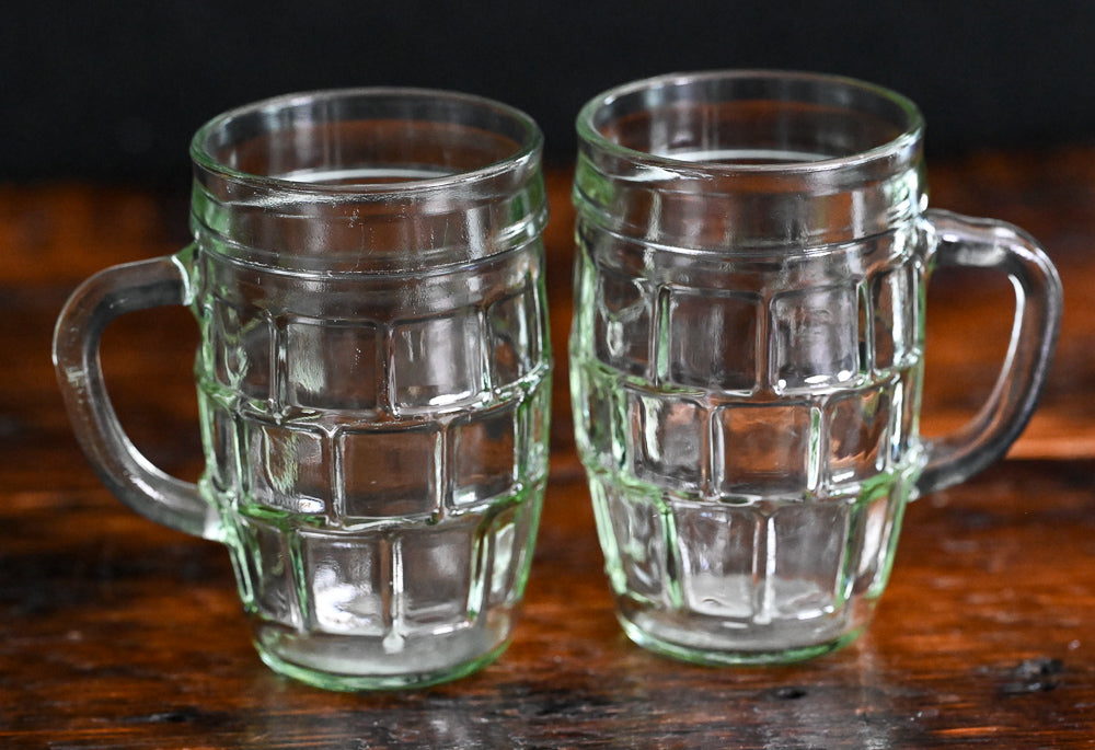 Light Green Beer Barrel Handled Vintage Mugs