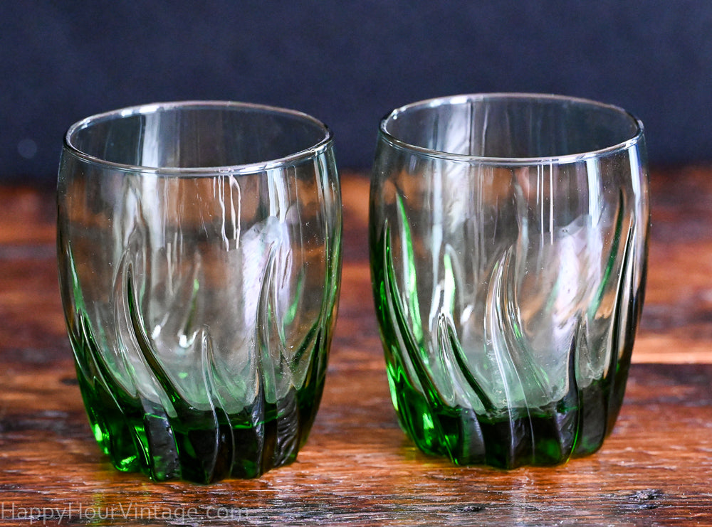 green swirl bottom rocks glasses