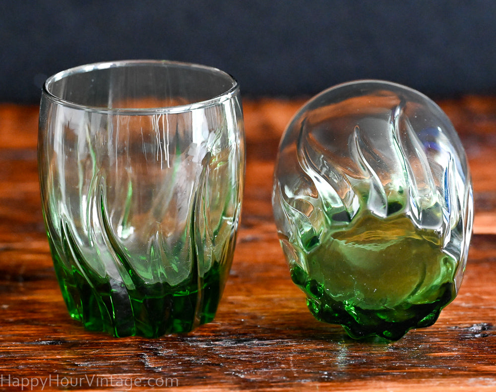 green swirl bottom rocks glasses