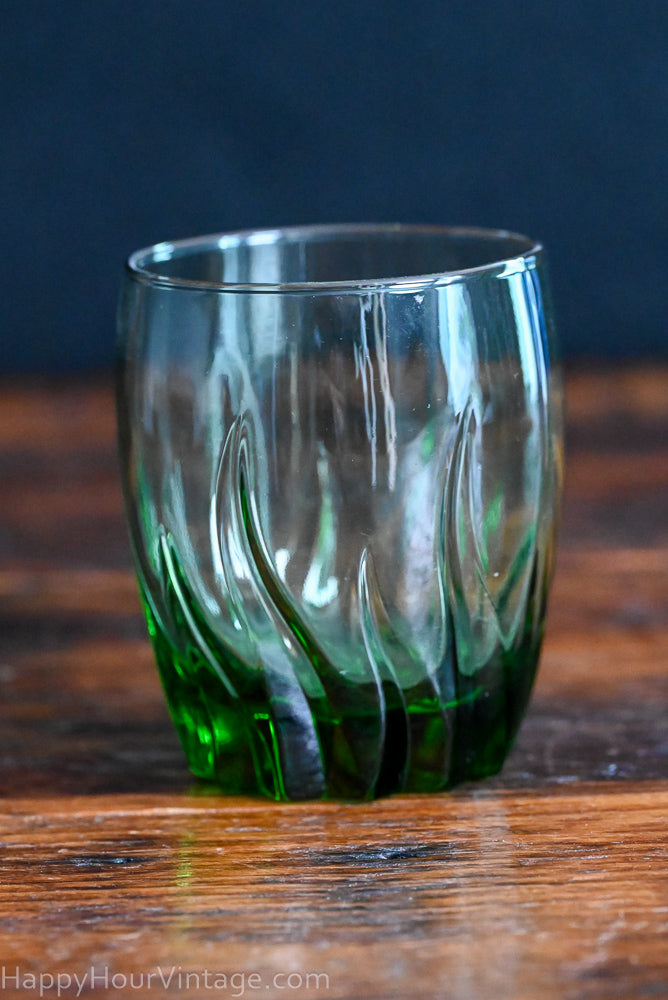 green swirl bottom rocks glasses