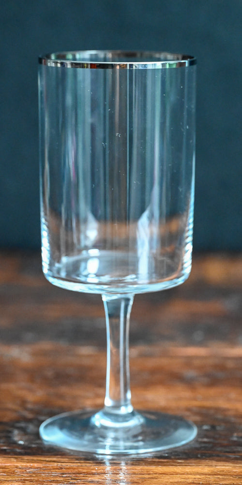 silver rimmed clear water goblets