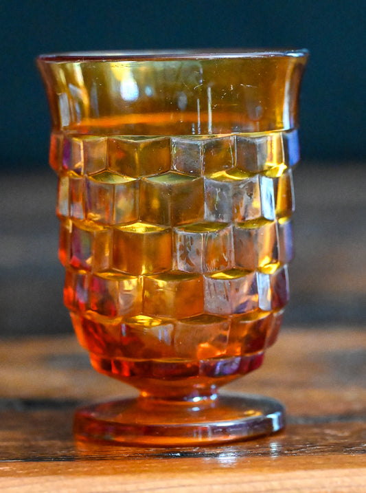 Indiana Glass Colony Whitehall Cubist Tumblers in Amber