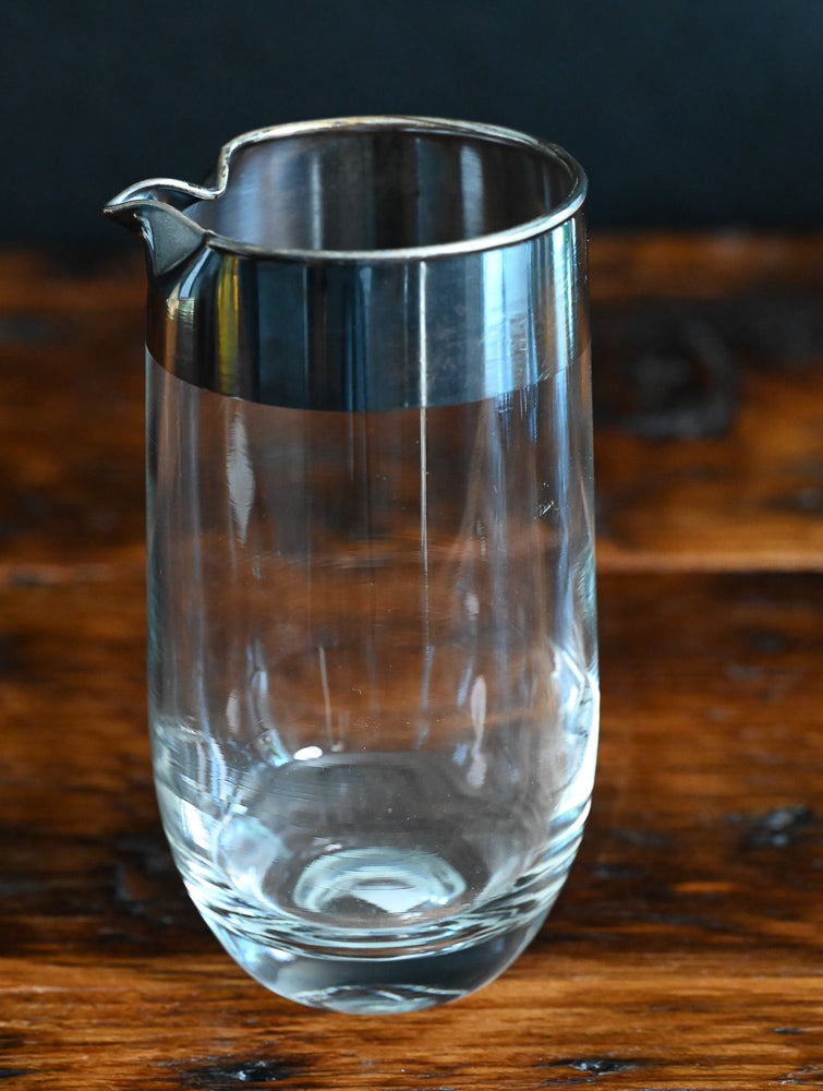 silver banded Dorothy Thorpe cocktail mixing glass