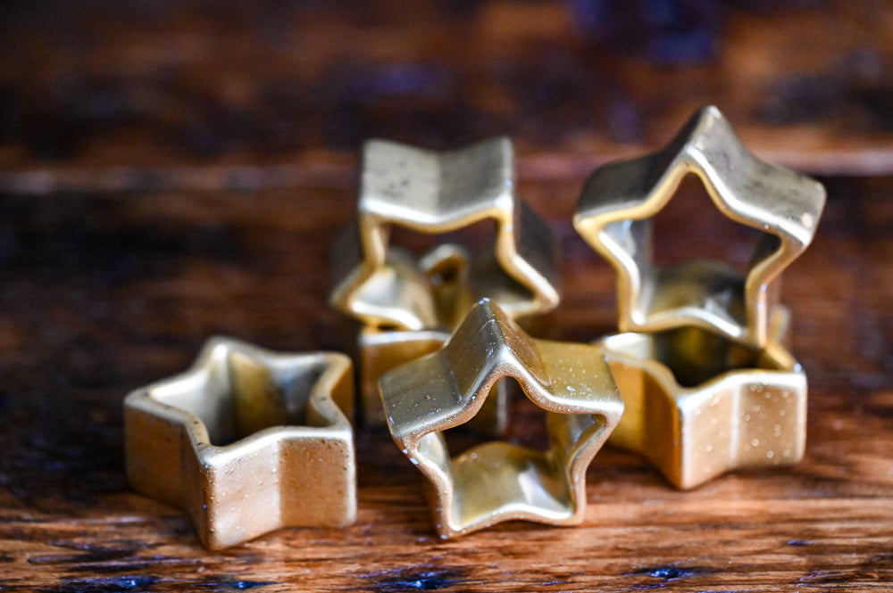 gold ceramic napkin rings star shaped