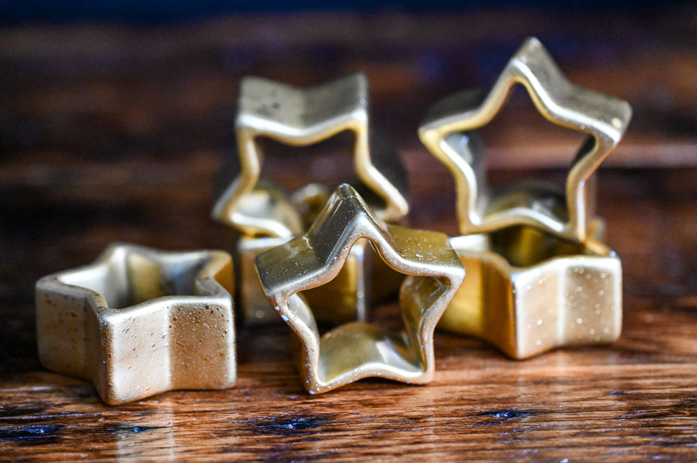 gold ceramic napkin rings star shaped