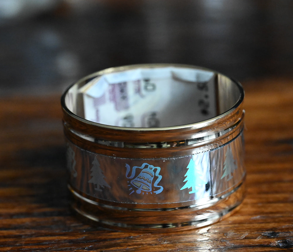 gold and silver hologram Christmas printed napkin rings