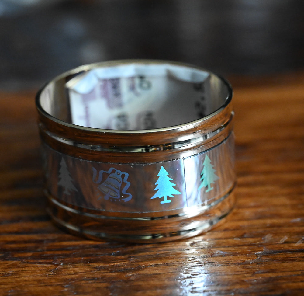 gold and silver hologram Christmas printed napkin rings