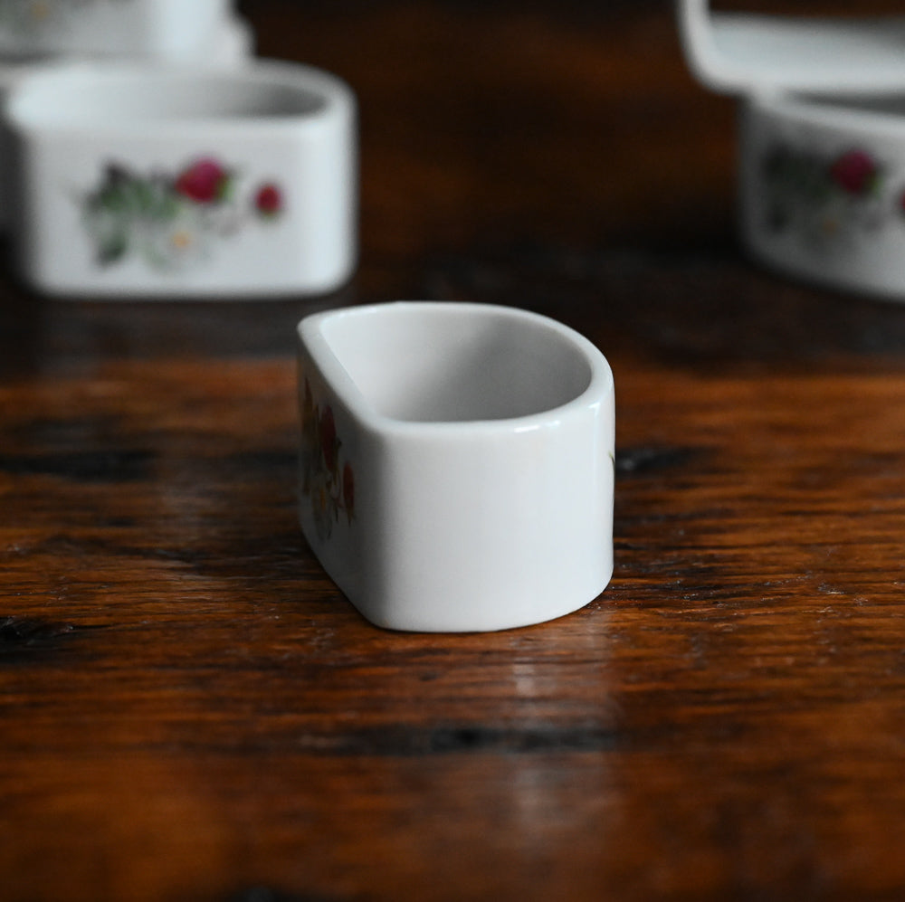 strawberry print white porcelain napkin rings