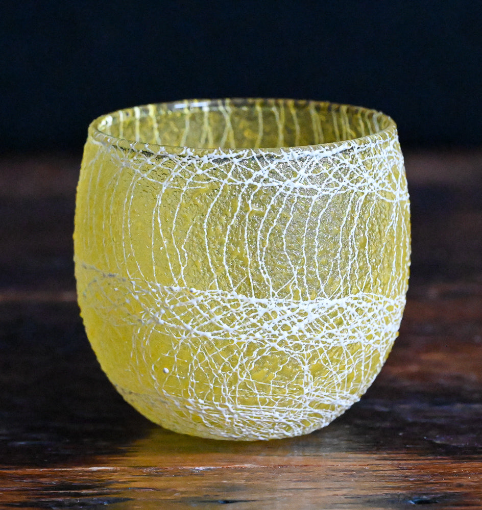 yellow Spaghetti String Roly Poly MCM Glass