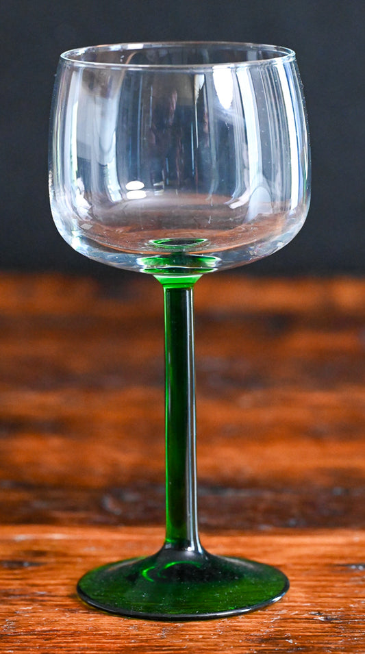 luminarc wine glasses with green glass stems