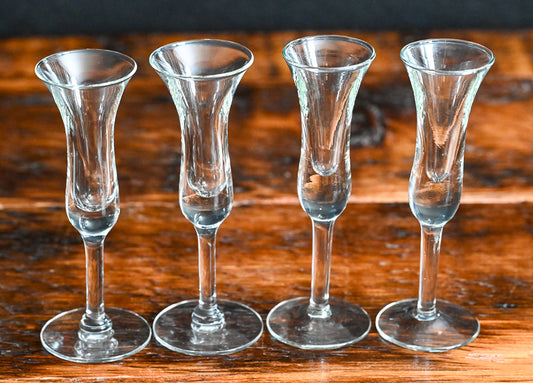 clear vintage tulip cordial glasses