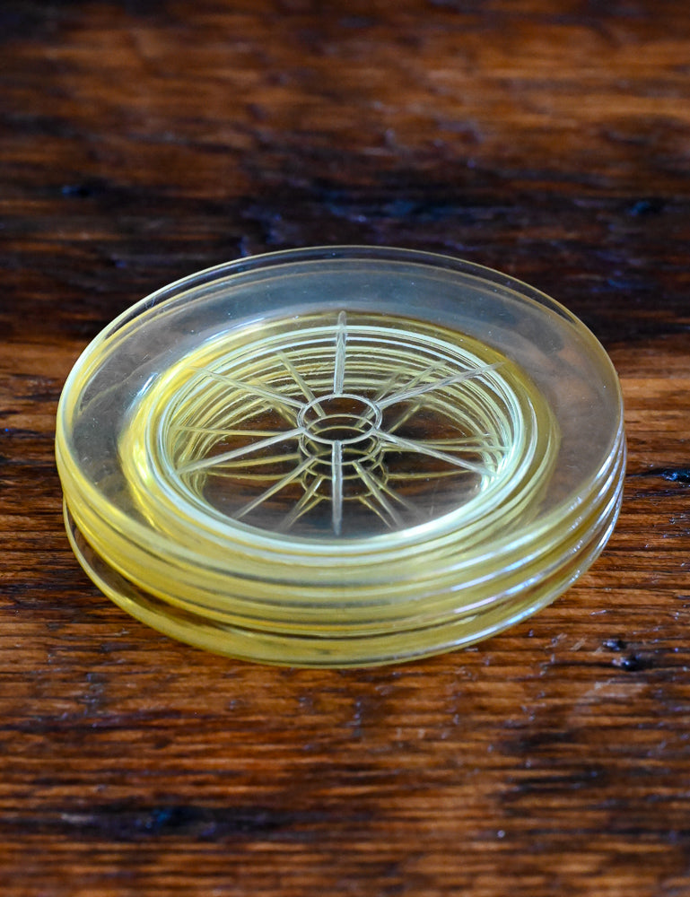 Fostoria yellow glass coasters