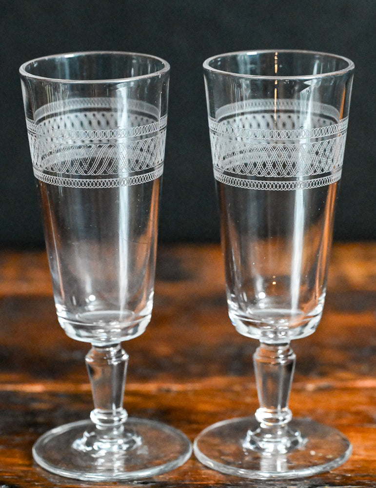 etched champagne flutes