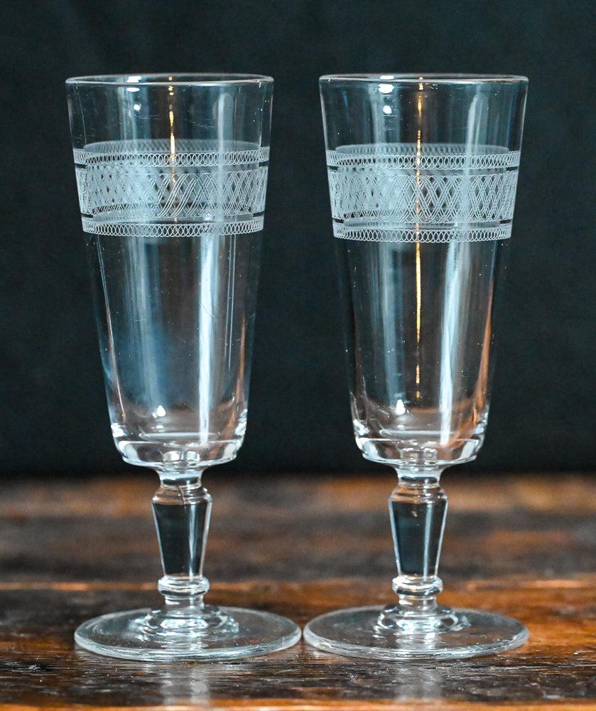 etched champagne flutes