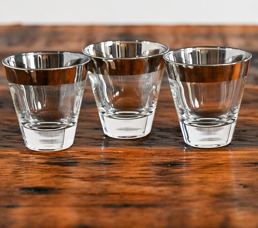 silver rimmed lowball glasses