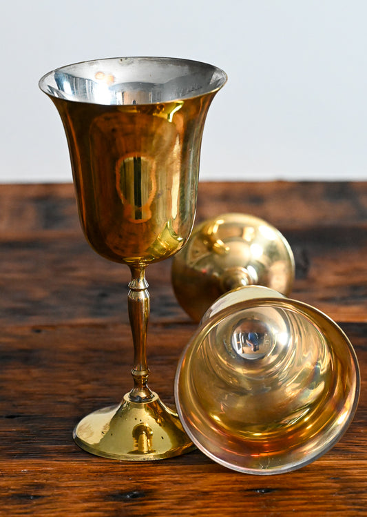 Brass plated wine goblets