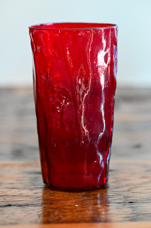 Morgantown red crinkle glass tall tumbler