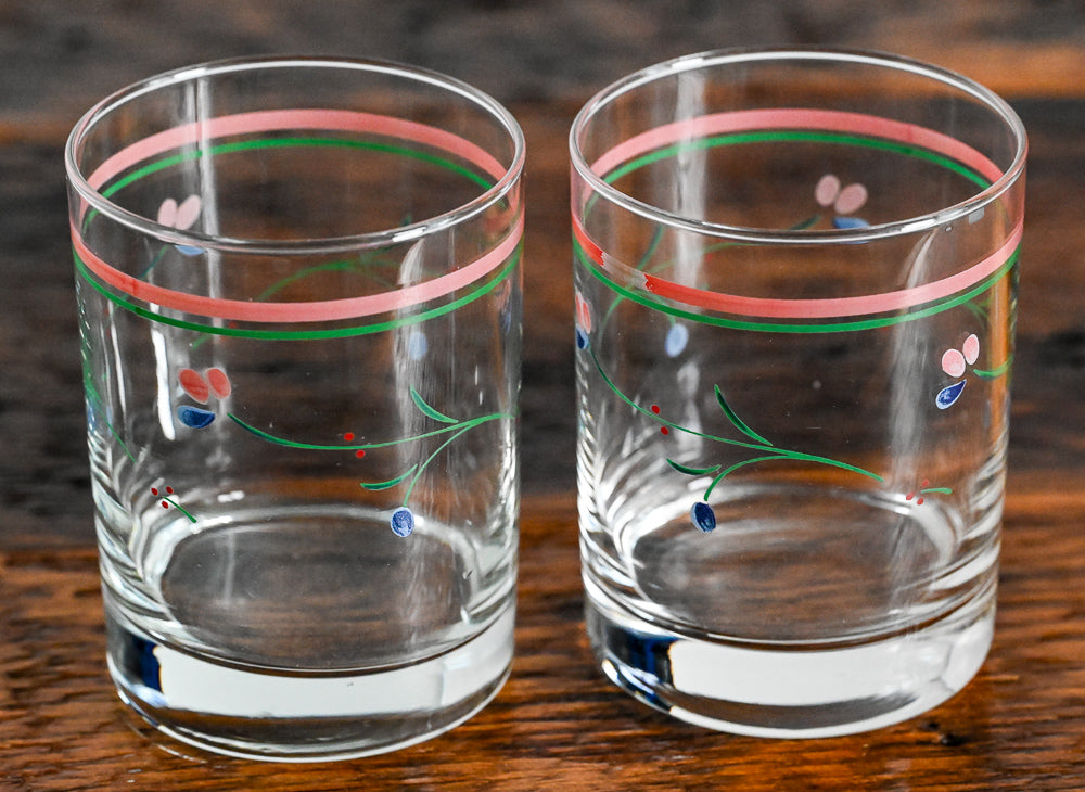 pink, green and blue hand painted rocks glasses